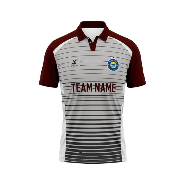 Maroon Regal Grid Cricket Jersey | SCJ-030