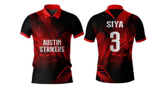 Austin Striker Jersey - Short Sleeves, Performance Fabric, Collared Neck with Short Zipper